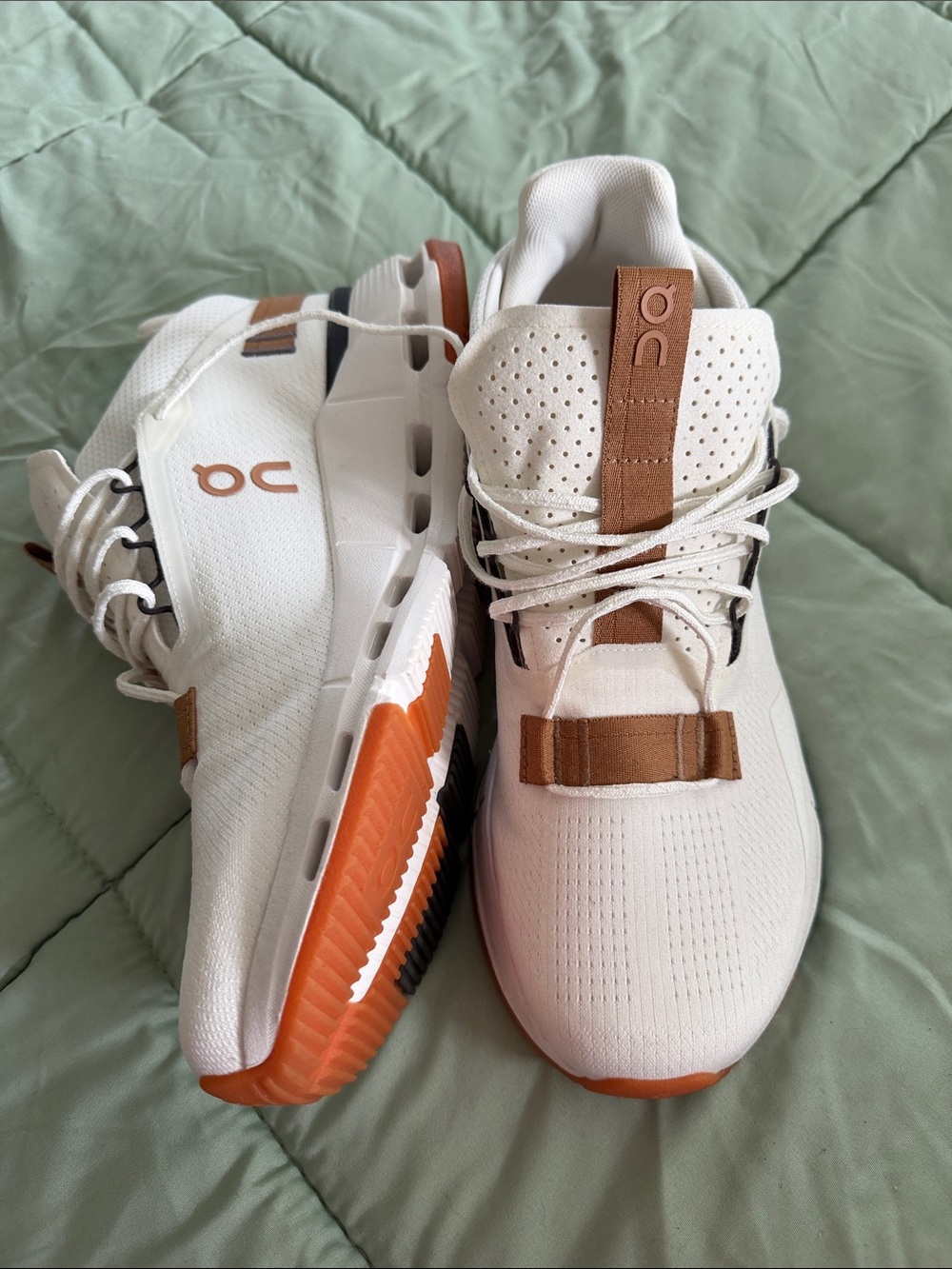 On CLOUDNOVA 2 Running Men's White and Brown Sneakers with Orange Outsole